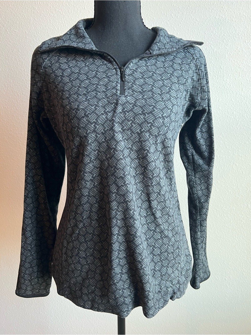 Columbia Gray Geometric Printed Lightweight Quarter-Zip Fleece Pullover Small